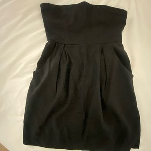 Theory strapless mini black dress with pockets